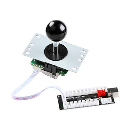 Hikig Arcade DIY Parts Kit USB Encoder to PC Games 5Pin Joystick + 2X 24mm & 8X 30mm Arcade Buttons for Arcade PC Game Console, MAME, Raspberry Pi Retro Game Controller DIY, Windows - Color Black