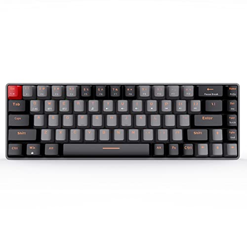 Qisan Mechanical Gaming Keyboard, Dual Mode 2.4G/BT Wireless, 60% Layout, US Layout, Blue Switch, 68 Keys, Computer Keyboard, Gaming Pc, Wireless Gaming Keyboard - color: Blue Switch Black & Grey Combo Color