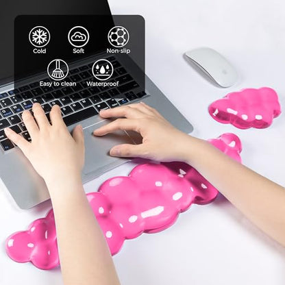 Gel Cloud Keyboard & Mouse Wrist Rest Set - Cloud Keyboard Wrist Rest Pad & Mouse Support for Office Gaming Pad Computer Laptop Ergonomic Comfortable Pain Relief- Cloud Pad Set - color: Pad Set - Peach Pink