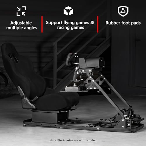 Dardoo Flight Sim Cockpit With Seat Adjustable Racing Wheel Stand for Driving and Flight Fit for Thrustmaster T80 T150 HOTAS Warthog, for Logitech G920 G923 Without Wheel Shifter and Pedal