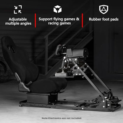 Dardoo Flight Sim Cockpit With Seat Adjustable Racing Wheel Stand for Driving and Flight Fit for Thrustmaster T80 T150 HOTAS Warthog, for Logitech G920 G923 Without Wheel Shifter and Pedal