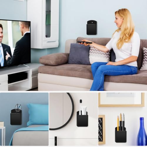 2 Pcs Remote Control Holder Wall Mount,TV Remote Holder for Home(Black) | Wall mount storage box organizer,self adhesive remote holder for home,office,bedroom,school