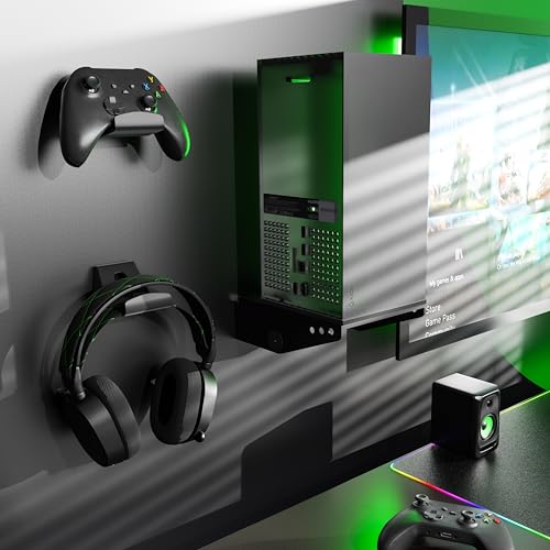 ADZ Series X Wall Mount for Xbox Series X Console, Multifunction Wall Mount Stand Includes Strong Metal Base and Xbox Controller Holder Mounts
