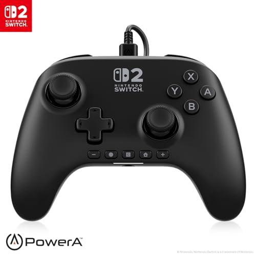PowerA Advantage Wired Controller for Nintendo Switch 2 - Black, Officially Licensed, Hall Effects, Mappable Buttons, Pro Controller, C Button, On-board Audio Controls - color: Black, style: Wired