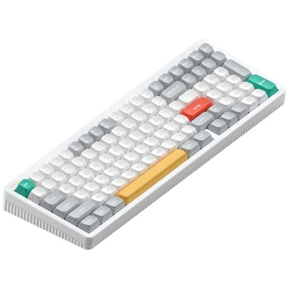 NuPhy Halo V2 IO Wireless Mechanical Keyboard with PBT Keycaps,Hot Swappable Custom Gaming Keyboard,Aluminum Alloy Frame,RGB Backlit,Gasket Structure,BT5.0/USB-C/2.4GHz Low Latency Office Keyboards - color: 96% Layout White, size: Brown Max Switch