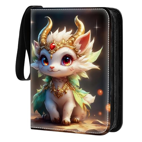 Card Binder 400 Pockets, 50 Sleeves Large Binder Trading Cards Holder 4 Pocket, Storage Organizer, Album Folder Case Protector Collector Gift Green Cartoon Cute Dragon - color: Green Cartoon Cute Dragon, size: 4 Pocket