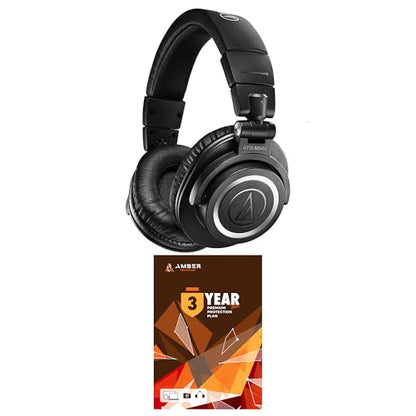 Audio Technica ATH-M50XBT2 Black Total Wireless On-Ear Headphones with 3 Year Amber Protection Plan (2021)
