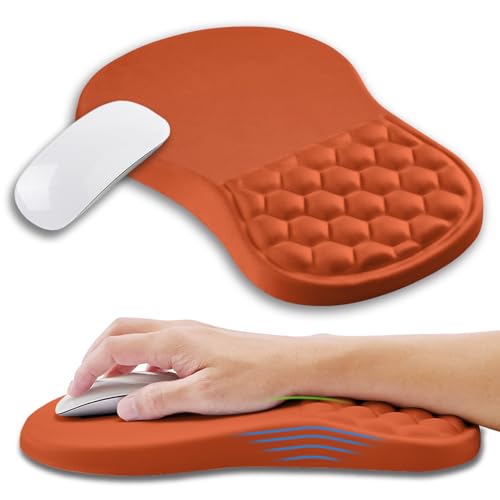 Ergonomic Mouse Pad Wrist Support with Memory Foam Massage Bulge, Carpal Tunnel Pain Relief Mousepad Wrist Rest for Mouse(12x8 inch, Orange) - color: Kg025-orange