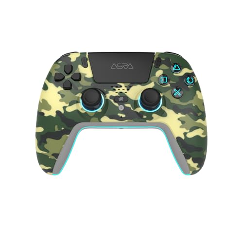 ASRVA Camo Wireless Pro Controller for PS5, Hall Effect Joystick No Drift, 2 Back Paddles, Macro, Gyro, 1000mAh, RGB, Compatible with PS5/Pro/Slim/PC/iOS/Android - color: Camo