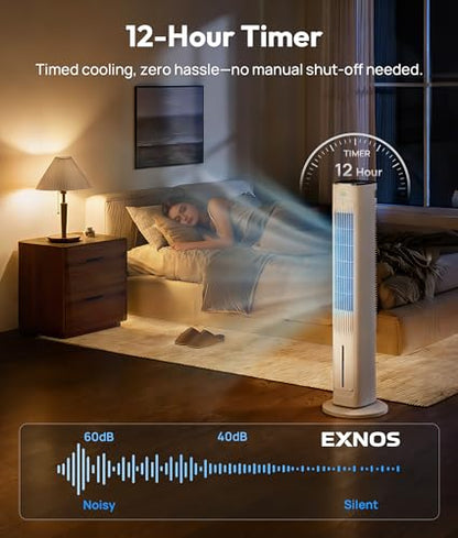 Portable Evaporative Air Cooler, 3-in-1 Cooling Fans that Blow Cold Air With 3L Water Tank, 38'' Tower Fan for Bedroom, Office with 3 Speeds, 12H Timer, Oscillation, 2 Ice Packs - color: White