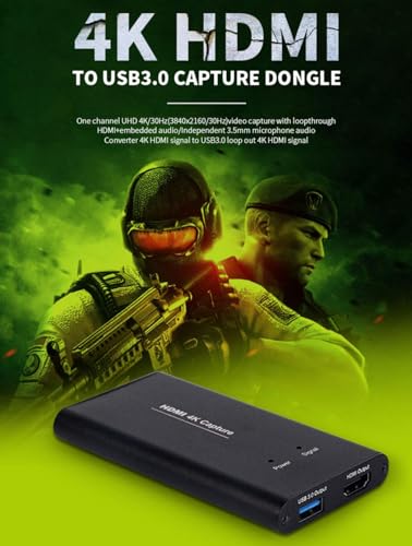 KuWFi Game Capture Card Switch,Video Capture Card 4K 1080P 60FPS, HDMI to USB 3.0 Converter for All HDMI Devices Such as Streaming Work with PS4/PC/OBS/Camera