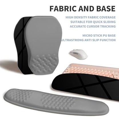 2-in-1 Ergonomic Set, Wave Keyboard Wrist Rest and Massage Slope Mouse Pad Wrist Support, Rebound Memory Foam for Relieve Carpal Tunnel Syndrome and Wrist Pain (Dark Grey) - color: Dark Grey