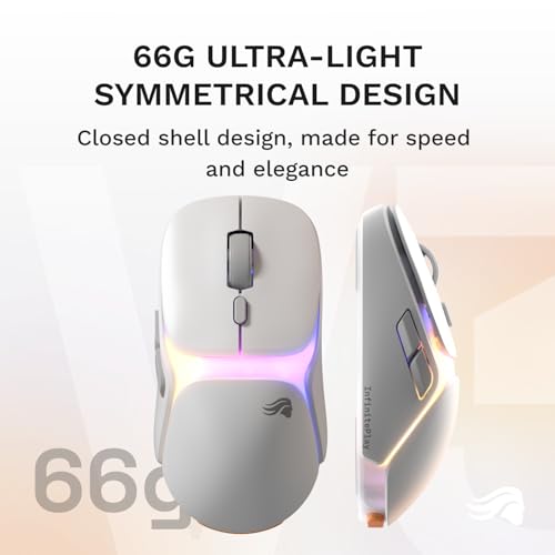 GLORIOUS Gaming Model O3 Wireless Gaming Mouse - InfinitePlay Swappable Battery, 130H Battery Life, 8k Polling, 130M Optical Switches, Ultralight 66g, 30K DPI Optical Sensor, RGB - White - color: White, style: Model O3 (Ambidextrous)