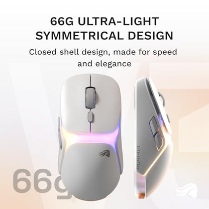 GLORIOUS Gaming Model O3 Wireless Gaming Mouse - InfinitePlay Swappable Battery, 130H Battery Life, 8k Polling, 130M Optical Switches, Ultralight 66g, 30K DPI Optical Sensor, RGB - White - color: White, style: Model O3 (Ambidextrous)