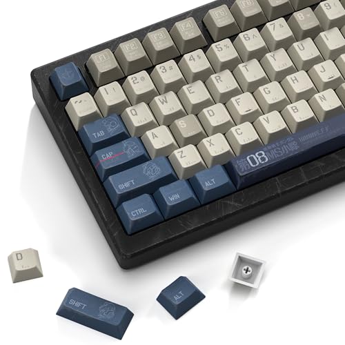 dagaladoo Retro Comic PBT keycaps Set,Cherry Profile Keyboard Keycaps | Beige/Blue key caps,Dye Sublimation,134-keys Custom keycaps for 60% 65% 75% 100% Cherry-MX switch Mechanical Keyboard - color: Gundam keycaps
