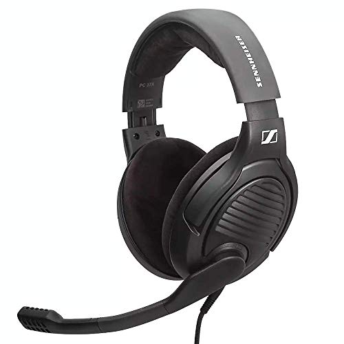 Massdrop x Sennheiser PC37X Gaming Headset — Noise-Cancelling Microphone with Over-Ear Open-Back Design, 10 ft Detachable Cable, and Velour Earpads,Black (Renewed)
