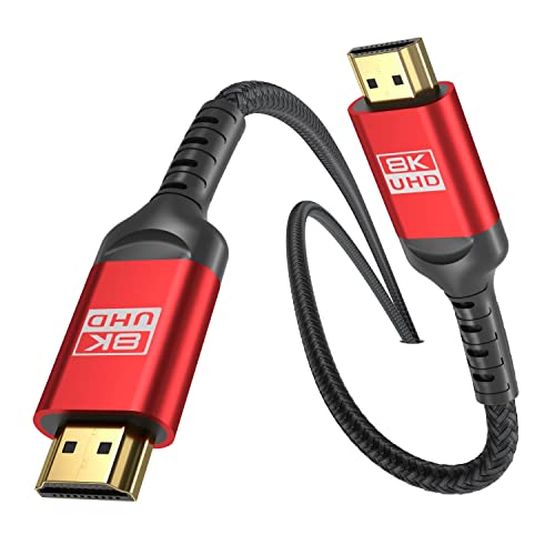8K HDMI 2.1 Cable 12ft, Certified 48Gbps Ultra High Speed Braided Cord, Supports 4K@120Hz 8K@60Hz, eARC HDR10+ HDCP 2.3, Compatible with PS5, Xbox Series X, Gaming PC, Roku TV & Monitor - size: 12 Feet