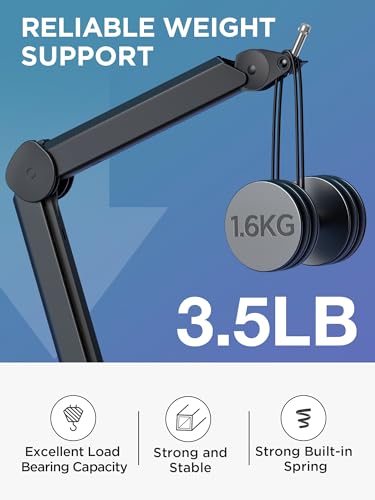 InnoGear Mic Arm Microphone Boom Arm Cable Management for Blue Yeti FIFINE | Desk Mount, Built-in Cable Channel, Extendable, Work with Shure, 3.5 lb Weight Capacity, Heavy-Duty, Easy-to-attach Clamp - color: Black, style: Extended Clamp