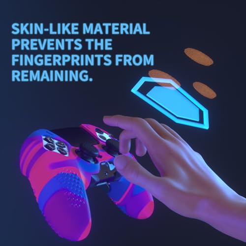 PlayVital 3D Studded Edition Anti-Slip Silicone Cover Case for ps5 Edge Controller, Soft Rubber Protector Skin for ps5 Edge Wireless Controller with 6 Thumb Grip Caps - Pink & Purple & Blue - color: Pink & Purple & Blue