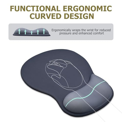 Ergonomic Mouse Pad with Wrist Rest and Keyboard Wrist Rest, Onyx Black | Wrist Rest for Computer Keyboard with Non-Slip PU Base, Pain Relief, Gel Mousepad with Wrist Support for Home & Gaming - color: Onyx Black