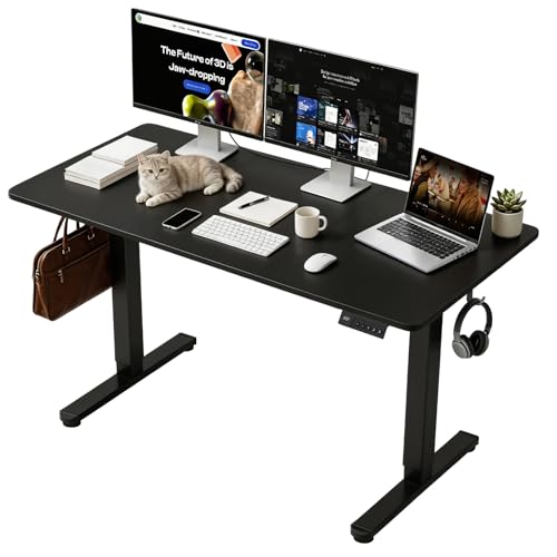 Electric Standing Desk, 48x24 Inches Height Adjustable Sit Stand Desk with 3 Memory Presets & Child Lock, Quiet Motor, Heavy Steel Frame for Computer Workstation or Gaming Rig,Classic Black - color: Classic Black, size: 48×24inch