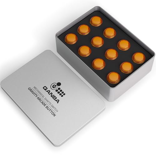 Qanba Gravity KS Mechanical Arcade Buttons 24mm Snap-in Mechanical Pushbutton (Boxed (Clear Orange E11(12 pcs)) - color: Clear Orange E11(12 pcs)