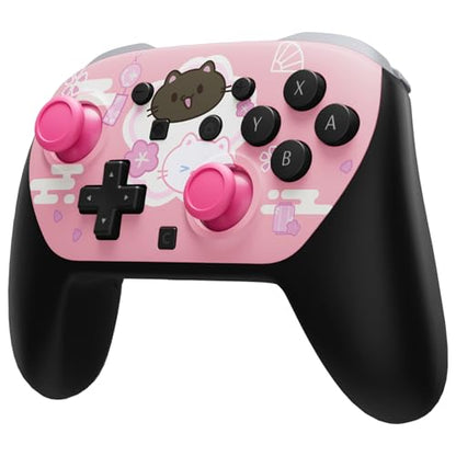 eXtremeRate DIY Replacement Faceplate Shell for Nintendo Switch 2 Pro Controller, Custom Front Housing Case, Thumbsticks and Screwdriver Tools for Switch 2 Pro Controller - Cherry Blossoms Kitten - color: Cherry Blossoms Kitten