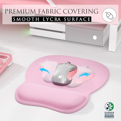 MROCO Ergonomic Mouse Pad with Gel Wrist Rest, 9.4 x 8.1 in, Pale Pink | Ergonomic Shape Design, Multiple Pattern Options, Gel Wrist Comfort, Smooth Lycra Surface, Non-Slip PU Base - color: Pale Pink
