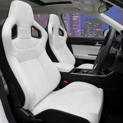 2 Pcs Adjustable Universal Racing Seats with Double Sliders, Reclinable Bucket Seats, 1 Pair of Sport Seats for Vehicles (White) - color: White