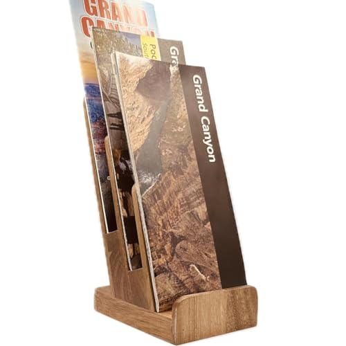 Distinguished 3-Tier Acacia Wood Literature Holder, Trifold Brochure Holder, Flyer Holder, Postcard Display and Countertop Wooden Display Stand [Pack of 1] - style: Acacia 1-Pack