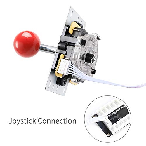 LED Arcade DIY Parts 2x Zero Delay USB Encoder + 2x 8 Way Joystick + 20x LED Illuminated Push Buttons for Mame Jamma Arcade Project Red + Blue Kits