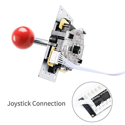 LED Arcade DIY Parts 2x Zero Delay USB Encoder + 2x 8 Way Joystick + 20x LED Illuminated Push Buttons for Mame Jamma Arcade Project Red + Blue Kits