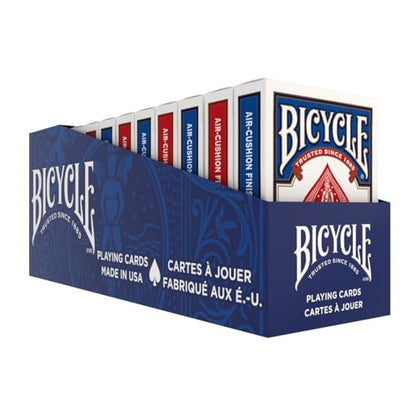 Bicycle Rider Back Playing Cards 12 Pack Poker Size Standard Index | Air Cushion Finish for smooth shuffling, Made in USA, 6 red and 6 blue decks, Ideal for poker and blackjack - size: Poker Size, 12 Pack
