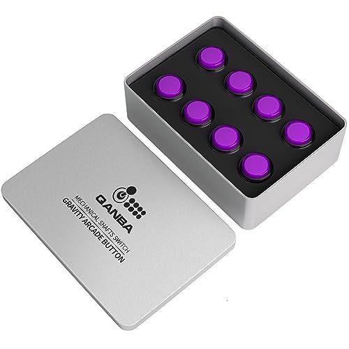 Qanba Gravity KS Mechanical Shafts Silent Pushbutton 30mm Snap-in (Boxed (Clear Black Violet D08(8 pcs) - color: Clear Black Violet D08(8 pcs）