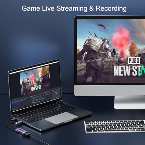 Video Capture Card 4K HDMI to USB-A/USB-C Capture Card Full HD 1080P 60FPS USB3.0 Capture Video and Audio Recording for Gaming, Streaming, Teaching, Video Conference