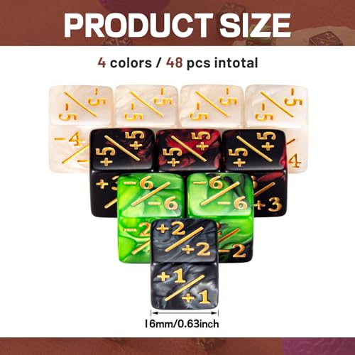 Sumind 48 Pcs Counter Dice -1/+1 Counters Ability Keyword Counters Buff Tokens 6 Sided Dice Gifts Compatible with CCG TCG Cards Gaming Accessory (Black Jade & Pearl) - style: Black Jade & Pearl