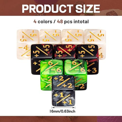 Sumind 48 Pcs Counter Dice -1/+1 Counters Ability Keyword Counters Buff Tokens 6 Sided Dice Gifts Compatible with CCG TCG Cards Gaming Accessory (Black Jade & Pearl) - style: Black Jade & Pearl