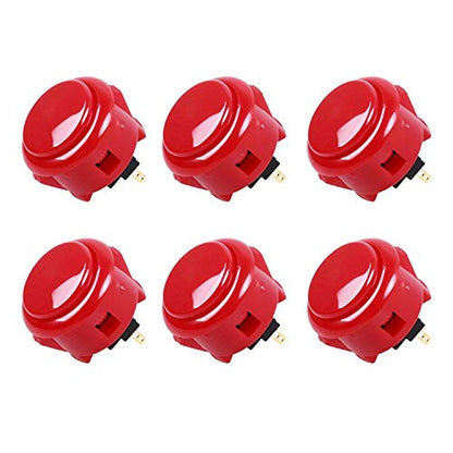 Sanwa 6 pcs OBSF-30 Original Push Button 30mm - for Arcade Jamma Video Game & Arcade Joystick Games Console (Red) S@NWA - color: Red