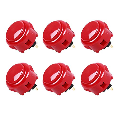 Sanwa 6 pcs OBSF-30 Original Push Button 30mm - for Arcade Jamma Video Game & Arcade Joystick Games Console (Red) S@NWA - color: Red