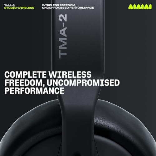 AIAIAI TMA-2 Studio Wireless Black Over-Ear Headphones, W+ Link + Bluetooth | Studio headphones for mixing and producing, W+ Link and Bluetooth, 20+ Hours of Playback, detailed sound, app EQ, memory foam