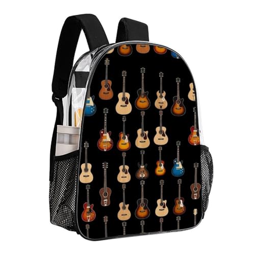Heavy Duty Transparent Clear Backpack for Stadium Concert Travel | Heavy Duty, Guitar Musical, See Through Daypack - color: Pattern (511)