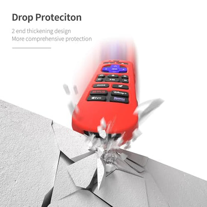Silicone Case for Roku Voice Remote Pro 2nd Ed. - Protective Shockproof Skin with Lanyard (Red) - color: red