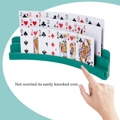 Three-Layer Design Playing Cards Holders，Playing Card Holder for Kids Adults Hands Free Card Holder for Family Card Game Nights Poker Parties - color: Green(2pack)