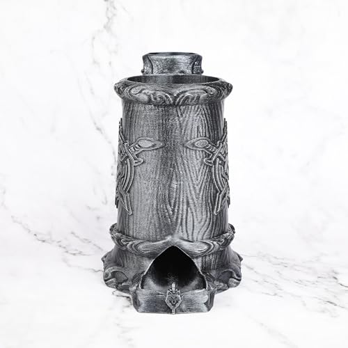 Dungeons and Dragons Dice Tower, Dice Rolling Tower for RPG & Board Games | Hand-Painted Gothic Pen Stand, Dice Organizer & Beverage Holder–Gift for TTRPG Enthusiasts-FF287B Silver - color: Silver, style: FF287-Wolf Crest Cup