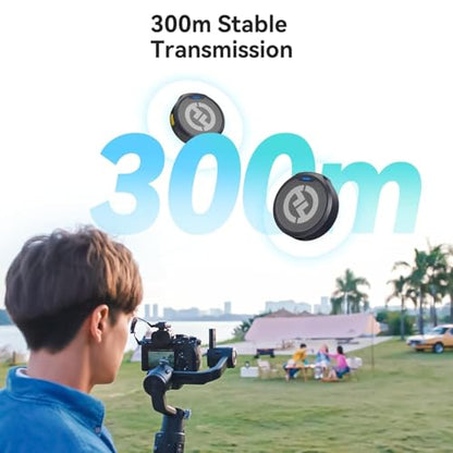 Hollyland Lark M2 Wireless Microphone for iPhone/Camera/Android/PC,48kHz/24-bit High Fidelity Audio,1000ft Range,Noise Cancelling,40H Use for YouTube,Vlog,Streaming,Video Recording(Camera Version)