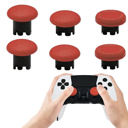 6 Pack Interchangeable Thumbstick Caps for PS5 DualSense Edge Controller Joysticks, DualSense Edge Controller Swappable Thumbsticks Replacement for PS5 Edge Controller (Red) - color: Red