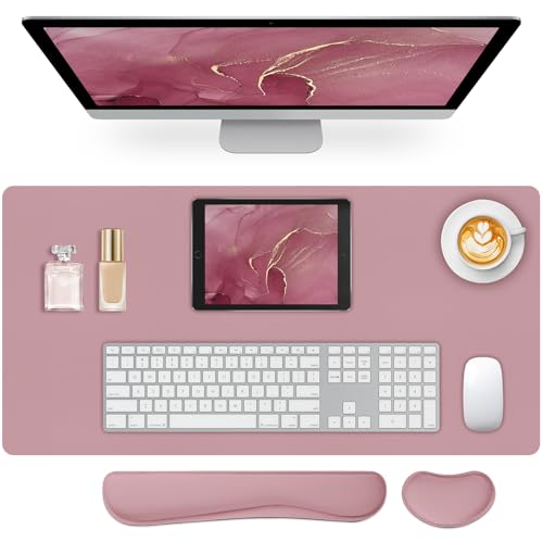 Mouse Pad and Keyboard Wrist Rest, 3-in-1 Large Keyboard and Mouse Pad Set, Ergonomic Wrist Rest for Computer Keyboards, Non-Slip Desk Mat Protector for Women (Purple Pink, 31.5" X 15.7") - color: Purple Pink - Wrist Rest, size: 31.5" x 15.7"