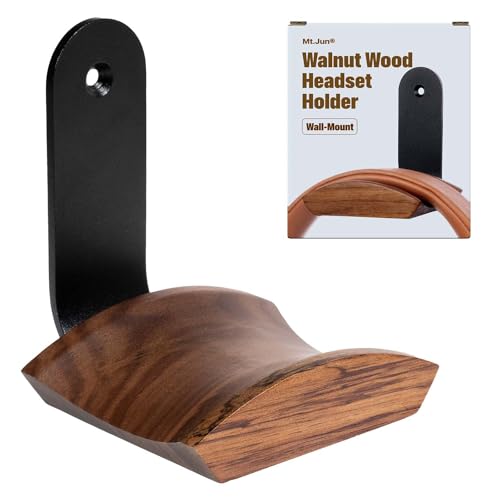 Walnut Wood Headphone Wall Mount, Wide Curved Headband Support (1 Pack) | Elegant Headphone Display, Protects Headbands from Creases, Aluminum Bracket, Adhesive or Screw Mount, Fits Gaming Headsets - color: Walnut Wood