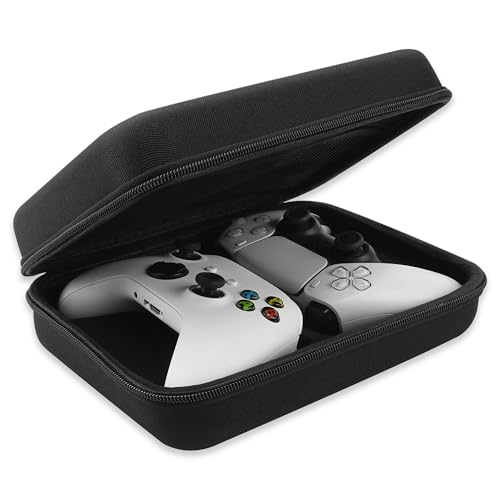 GEEKRIA Two Controllers Travel Carrying Bag Compatible with Sony PS5 DualSense, DualShock 2/4, Xbox One, Series X, 8BitDo Pro2, Protective Storage with Internal Mesh Pocket (Black) - color: Black