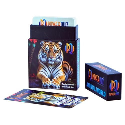 Animal World Biology Trivia Game for Kids & Adults | 200 Questions, 5 Difficulty levels Beginner to Expert, Fun facts, Explanations, Premium matte cards, Hard storage box - style: Animal World